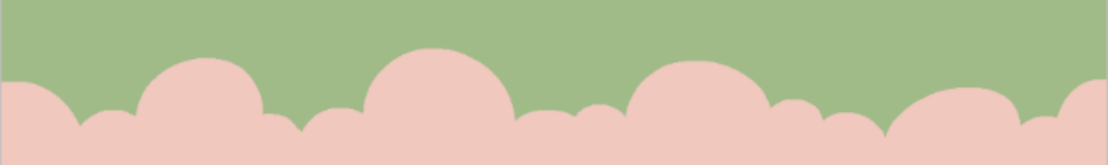 Decorative border with pink cloud-like shapes on a green background